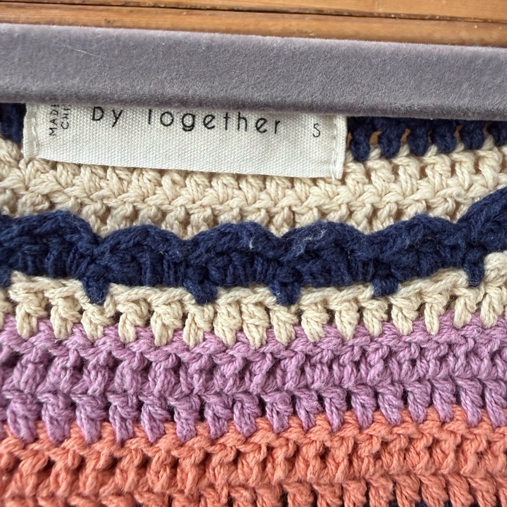 By Together Striped knit Crochet Tank cropped Top 100% cotton EUC - Picture 3 of 7